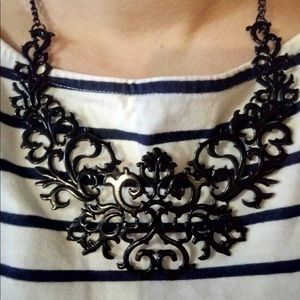 Black statement trendy necklace bib NEW